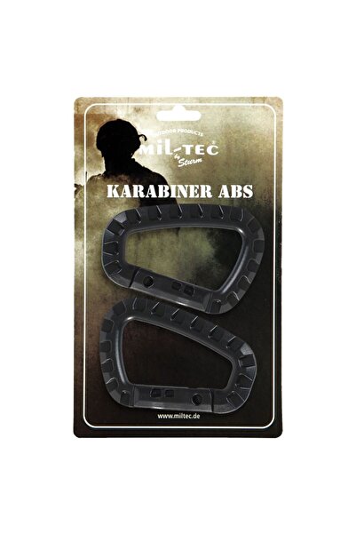 Mil-Tec Κρίκος Carabiner 7 x 8 cm ABS Μαύρο 2τμχ