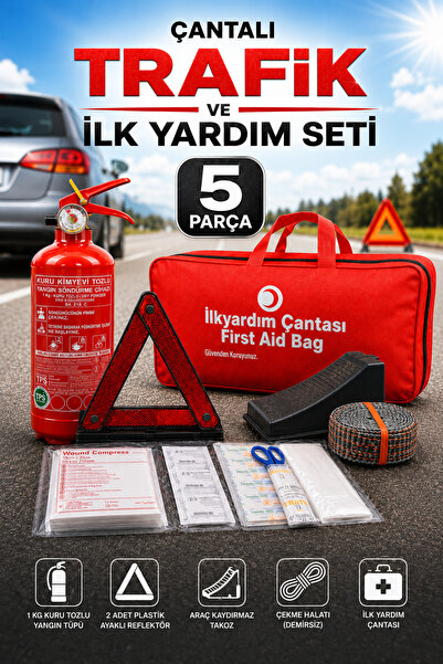 Badem10 Ekonomik Trafik ve İlk Yardım Seti 5 Parça Çantalı Karayollarına Uygu...