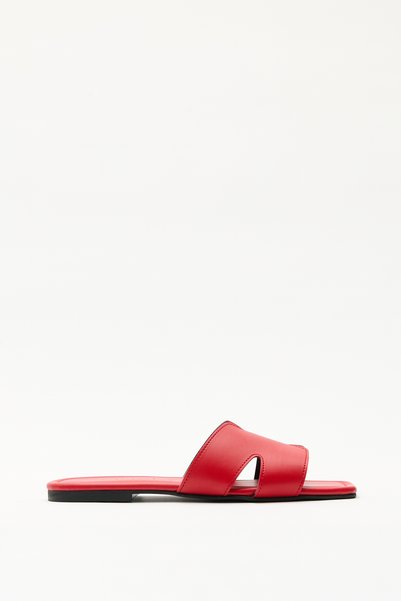 LUTVELIZADE Slippers 2608 - Asymmetrical Cut Red Women's Slippers