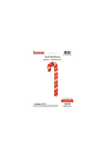 OEM Balon folie Sezona Candy Cane, dimensiuni 73x36 cm, forma baston, rosu/au...