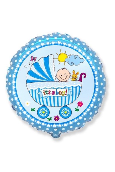 Godan Balon folie Godan, balon metalizat model carucior pentru baietel, rotun...