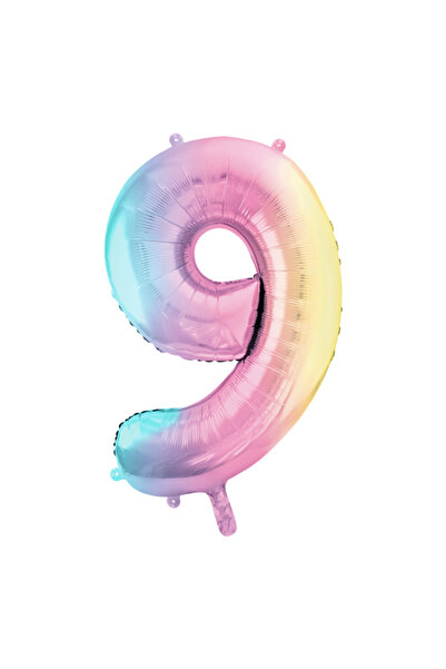 Partydeco Balon folie cifra 9, PartyDeco, 86 cm, aer sau heliu