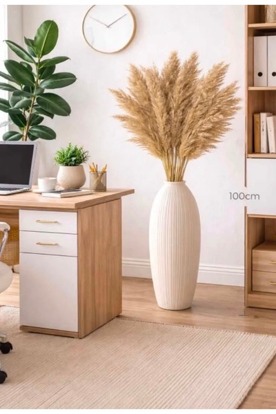 TROYA 20 Adet Pampas Kuru Çiçek Seti, 100 cm, Doğal Dekorasyon Aksesuarı