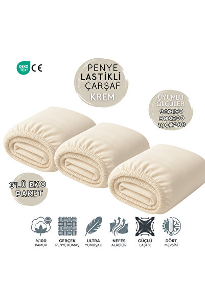 JOYFUL KIDS Family Pack of 3 – 100% Cotton Lycra Elastic Combed Cotton Sheets...