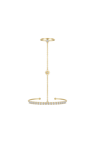 Charmist Steel Zircon Sun Detailed Handcuff Şahmeran Gold