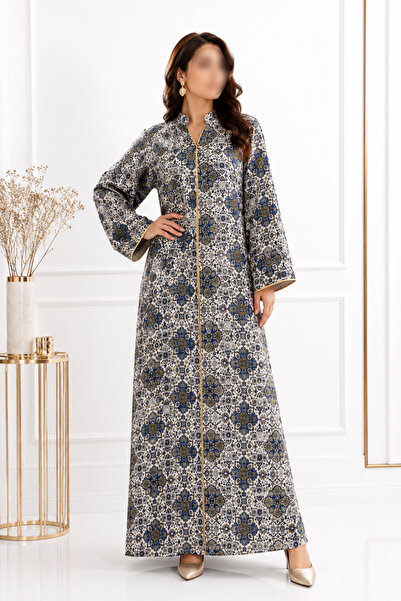 THOGUE Luxurious Traditional Patterned Women's Long Robe - Elegant Collar - C...