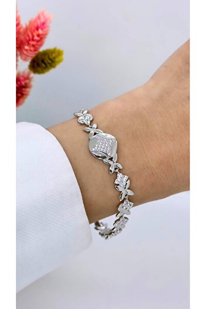 Haziran Accessory, Steel & Xuping Bracelet with Flower-Like Star-Shaped Stones