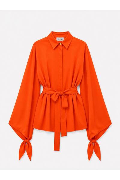 HANIQA Long Sleeve Shirt with Ribbon Detail and Buttons