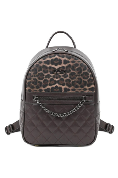 DOCA Γυναικεία τσάντα πλάτης 23008 animal print καφέ