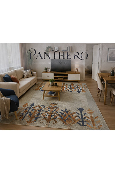 Panthero Home Etnik Geometrik Desenli Kaymaz Taban Süngerli Yıkanabilir Halı