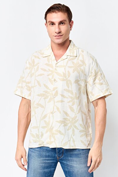 Calvin Klein Men Relaxed Fit Short Sleeve Floral Print Casual Shirt, Multicolor