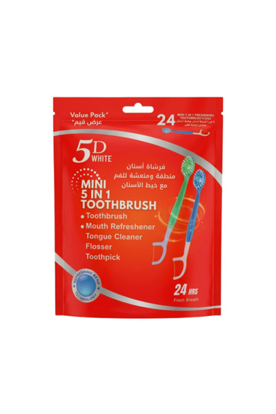 5D Five D toothbrush, mouth cleaner and freshener with dental floss, 24 pieces