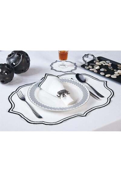 Onedekor Set de 6 piese cu efect de in brodat Lisa - Negru