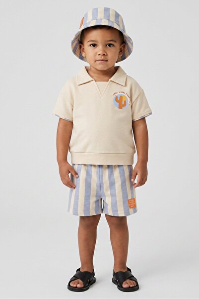 Lily & Jack Toddlers Boy 3 Pcs Graphic Print T-Shirt And Shorts With Hat Set,...