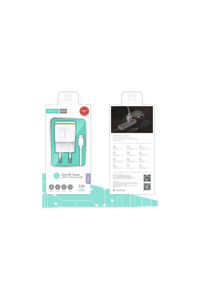Xipin Φορτιστής με 2 θύρες USB-A και καλώδιο Micro USB Λευκό (EU-16T)