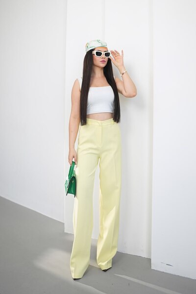 Pukka Women's Double Fabric High Waist Wide Leg Palazzo Trousers