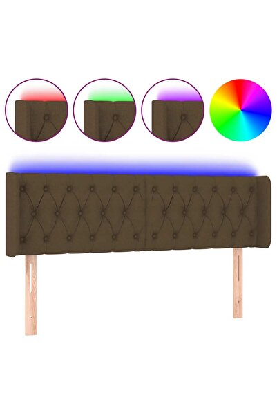vidaxl Tăblie de pat cu LED, maro închis, 163x16x78/88 cm, textil