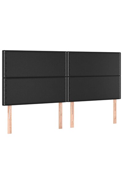 vidaxl Tăblie de pat neagră 200x5x118/128 cm piele ecologică