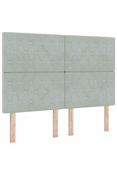 vidaxl Tăblie LED cu benzi LED cu headboard Gri deschis 160 cm Catifea