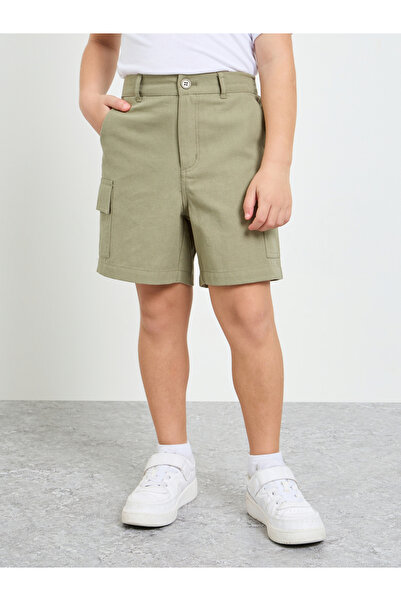 Take Two By Styli Green Cotton Regular Fit Cargo Shorts