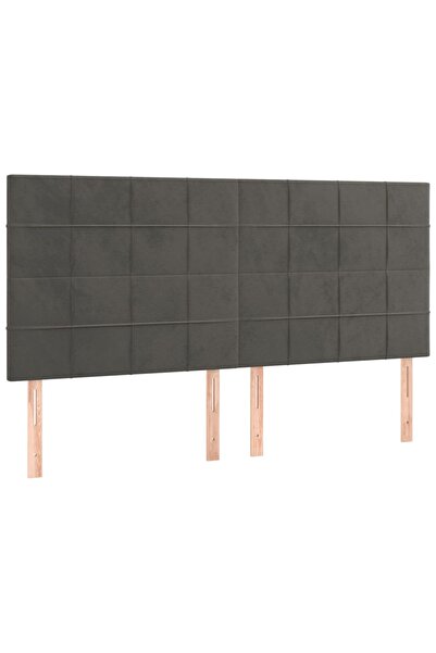 vidaxl Tăblie de pat gri închis 180x5x118/128 cm catifea