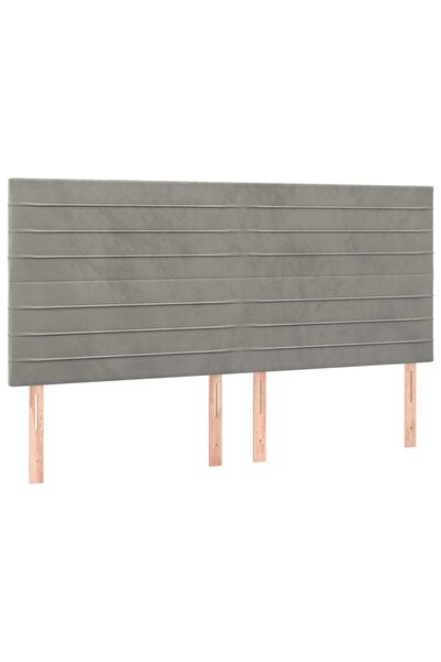 vidaxl Tăblie de pat gri deschis 200x5x118/128 cm catifea