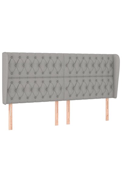 vidaxl Tăblie de pat cu aripioare gri deschis 183x23x118/128 cm textil
