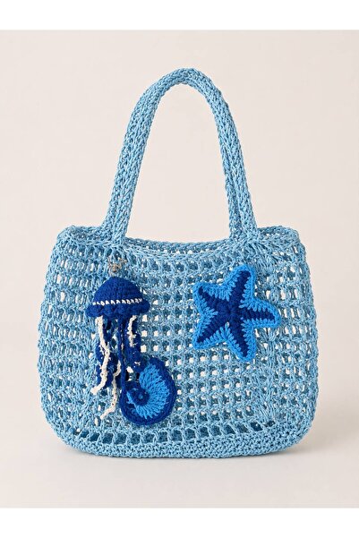 elemeğiürünler Blue Sea Themed Knitted Design Bag