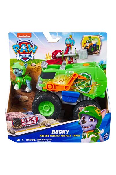 PAW PATROL Vehicul cu figurina Rocky, Paw Patrol, Rescue Wheels Recycle Truck...