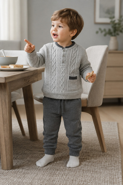 Babyhola Baby Boy Knitwear Sweater Pants Set 23124