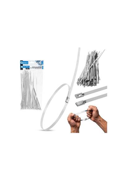 GEKO Set de cleme din oțel inoxidabil, 4.6x200mm, 100 bucăți, G17251