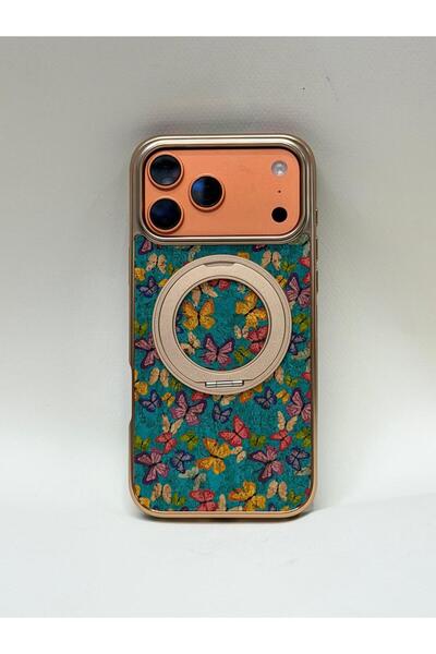 EFCASE iPhone 17 Pro Max Tuval Kılıf - Egzotik Lotus Desenli Sanatsal Koruyucu