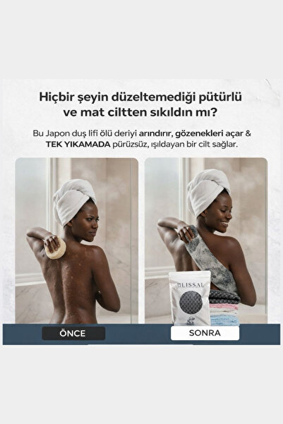 welcomein Peeling Etkili Duş Lifi 90x24 cm Çift Taraflı Banyo Kesesi Derin Cilt Temizleyici Vücut Peeling Bezi