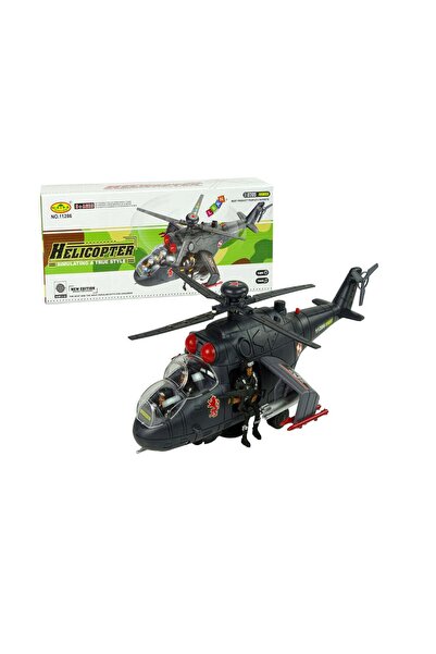 LEAN Elicopter militar cu efecte sonore și luminoase, 34 x 24 x 16 cm, set cu...