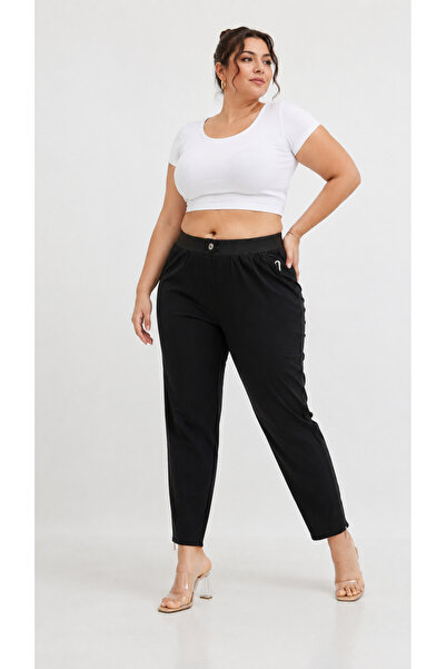 MOTIVATION Plus Size Parachute Fabric Elasticized High Waist Zipper Detail Na...