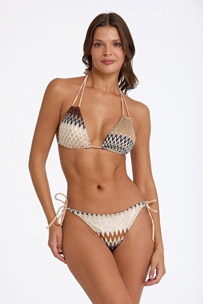 Argento Kadın Triko Kahve Üçgen Bikini Takım C0T6N033521