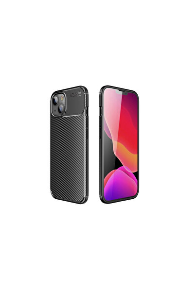İphone 15 Kılıf Auto Focus Karbon Kapak - Siyah