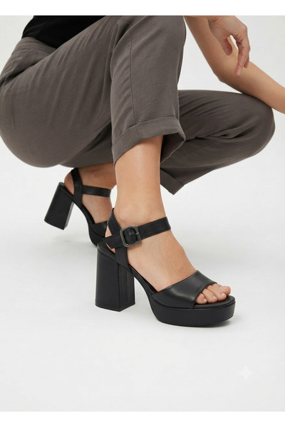 Zerenyus Sody Exclusive Black Platform Heeled Sandals 9 cm
