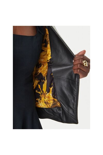 VERSACE JEANS COUTURE Γυναικείο Δερμάτινο Μπουφάν 80HAVP00 CP009 Μαύρο