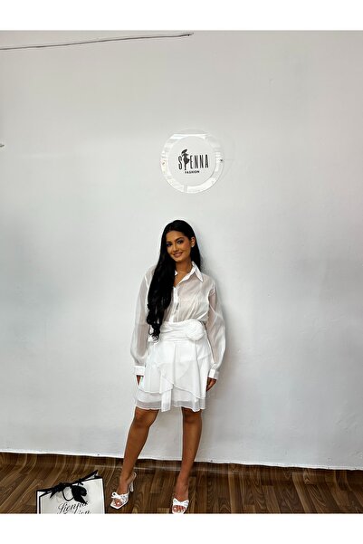 Sienna Fashion Κοντό λευκό αέρινο καλοκαιρινό φόρεμα