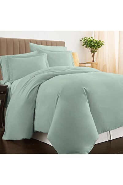 PIZUNA Luxury 100% Cotton Double Duvet Cover Set 200x200 cm Sage, 800 Thread ...