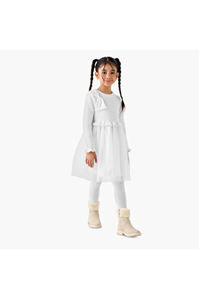 Juniors Glitter Embellished Tulle Dress with Tights