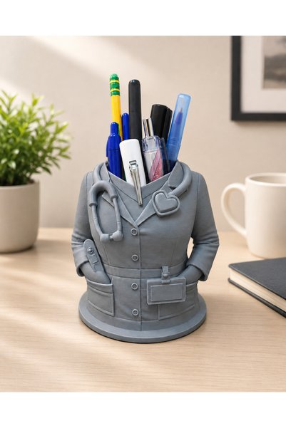 Generic Brand 3D Printed Doctor Nurse Themed Pen Holder – Desktop Organizer with Stethoscope