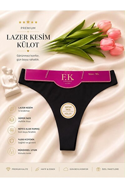 Alpegem Tekstil ALPEGEM Tanga dikişsiz pamuklu iz bırakmayan siyah
