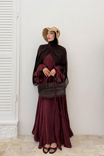 fushya design Volan Kollu Parçalı Elbise