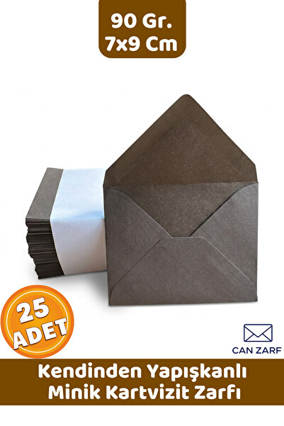 CANVELA 25 Adet Kahverengi 7x9 Cm Küçük Zarf 90 Gr. Kendinden Yapışkanlı Mini...