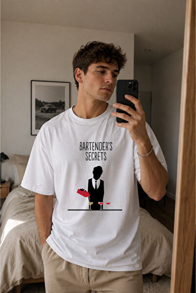 cesita Bartender Barmen Printed Cotton White T-Shirt T-Shirt