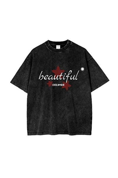 bellanova Unisex πολύχρωμο μπλουζάκι με στάμπα Oversize Streetwear Άνετη εφαρ...