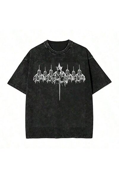 bellanova Unisex πολύχρωμο μπλουζάκι με στάμπα Oversize Streetwear Άνετη εφαρ...