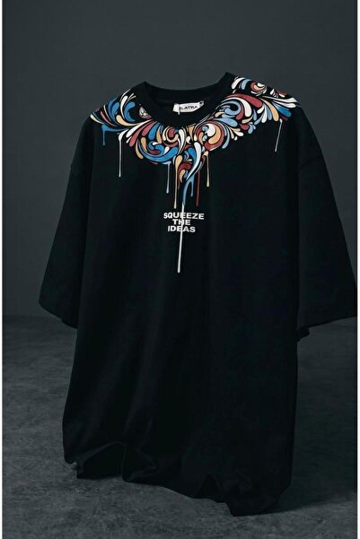 bellanova Unisex πολύχρωμο μπλουζάκι με στάμπα Oversize Streetwear Άνετη εφαρ...
